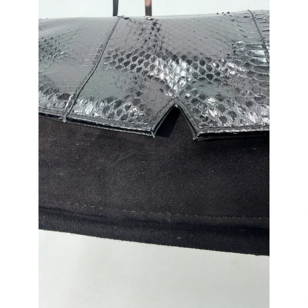 Vintage Saks Fifth Avenue Black Suede Exotic Snakeskin Shoulder Bag